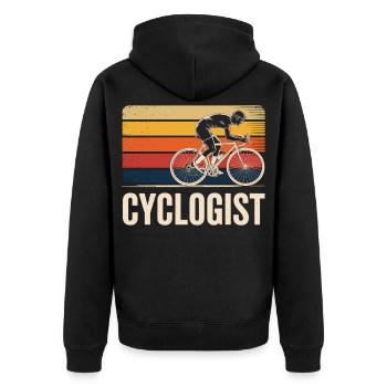 Vintage Fahrrad Radfahrer Shirt - Unisex Premium Bio Zip Hoodie - Schwarz - Hinten - Nico (187cm)