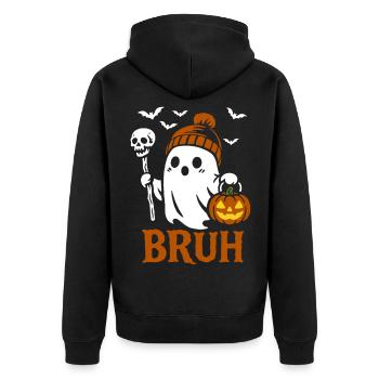 Ghost Broth, Halloween Party Costume - Pumpkin - Unisex Premium Organic Zip Hoodie - black - Back - Nico (187cm)
