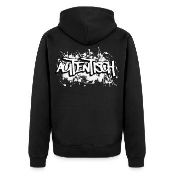 Authentic Graffiti Font Design - Unisex Premium Organic Zip Hoodie - black - Back - Nico (187cm)
