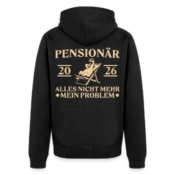 Retraité 2026 - Oie dans un transat - Veste à capuche bio Premium Unisexe - noir - Dos - Nico (187cm)