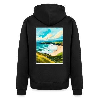 Dingle-Halbinsel Irland Reiseplakat Stadtbild - Unisex Premium Bio Zip Hoodie - Schwarz - Hinten - Nico (187cm)