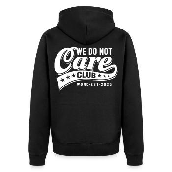 WDNC - We do not care Club - Est 2025 - Veste à capuche bio Premium Unisexe - noir - Dos - Nico (187cm)