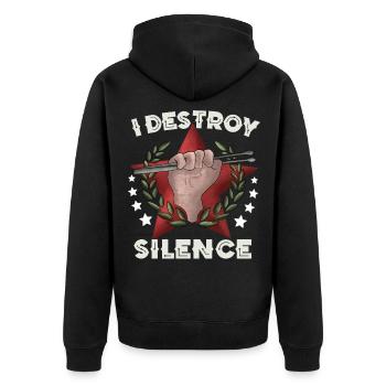 Chemise I Destroy Silence – Musique drôle / Amour du bruit - Veste à capuche bio Premium Unisexe - noir - Dos - Nico (187cm)