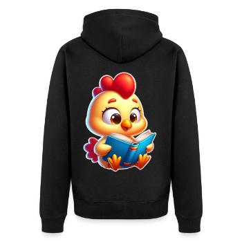 Lesen - Unisex Premium Bio Zip Hoodie - Schwarz - Hinten - Nico (187cm)