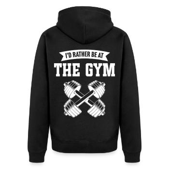 I'd rather be at the gym - Unisex Premium Organic Zip Hoodie - black - Back - Nico (187cm)