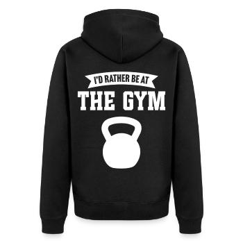 I'd rather be at the gym - Unisex Premium Organic Zip Hoodie - black - Back - Nico (187cm)