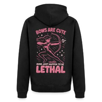 Bows Are Cute Mine Happen Lethal Archer girl - Unisex Premium Organic Zip Hoodie - black - Back - Nico (187cm)