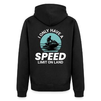 Ich habe nur auf Land-Jetskis eine Geschwindigkeitsbegrenzung - Unisex Premium Bio Zip Hoodie - Schwarz - Hinten - Nico (187cm)