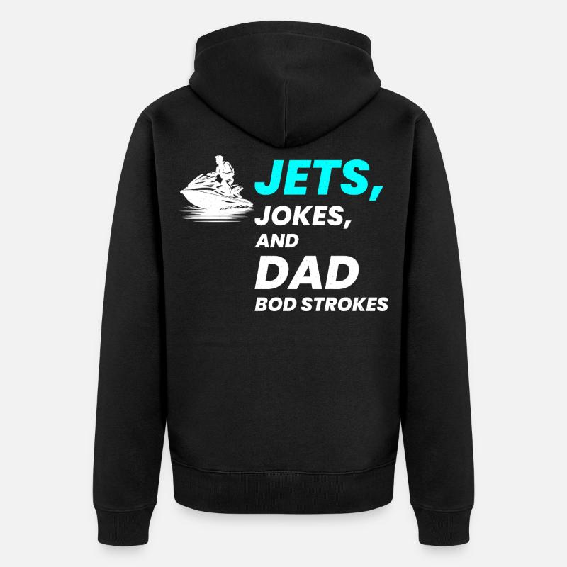 Jets-Witze und Dad Bod Strokes - Unisex Premium Bio Zip Hoodie - Schwarz
