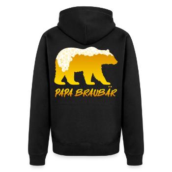 Bald PAPA BRAUBÄR Vater BRAUBÄR Vaterschaft Lustig - Unisex Premium Bio Zip Hoodie - Schwarz - Hinten - Nico (187cm)