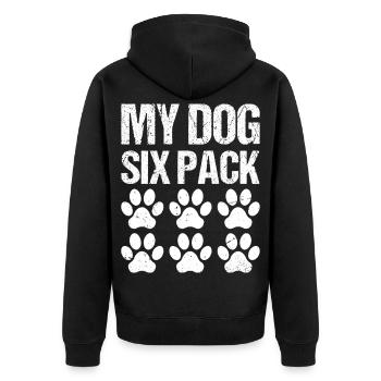 my dog six pack - Unisex Premium Bio Zip Hoodie - Schwarz - Hinten - Nico (187cm)