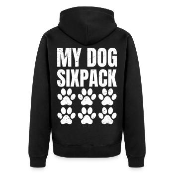 My Dog Six Pack Retro - Unisex Premium Organic Zip Hoodie - black - Back - Nico (187cm)