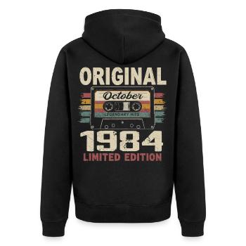 Born in October 1984 | Vintage Gift October 1984 - Unisex Premium Organic Zip Hoodie - black - Back - Nico (187cm)