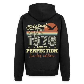 1978 Octobre 1978 anniversaire octobre 1978 - Veste à capuche bio Premium Unisexe - noir - Dos - Nico (187cm)