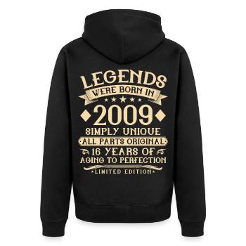 16e anniversaire né en 2009 - 16 ans - Veste à capuche bio Premium Unisexe - noir - Dos - Nico (187cm)