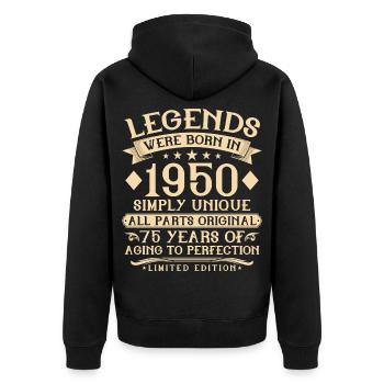 75th birthday born in 1950 - 75 years - Unisex Premium Organic Zip Hoodie - black - Back - Nico (187cm)