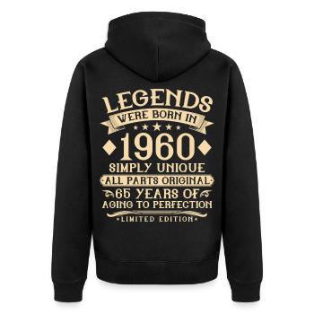 65th birthday born in 1960 - 65 years - Unisex Premium Organic Zip Hoodie - black - Back - Nico (187cm)