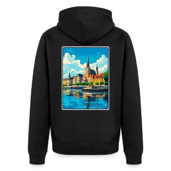 Koblenz Germany Vintage Travel Poster Cityscape - Unisex Premium Organic Zip Hoodie - black - Back - Nico (187cm)