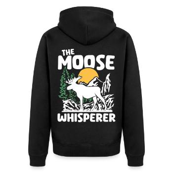 Moose Nature Silhouette Design - Unisex Premium Organic Zip Hoodie - black - Back - Nico (187cm)