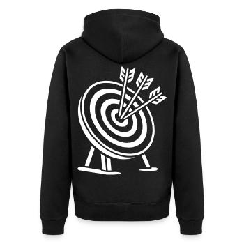 Archery Archers Hit the Mark - Unisex Premium Organic Zip Hoodie - black - Back - Nico (187cm)