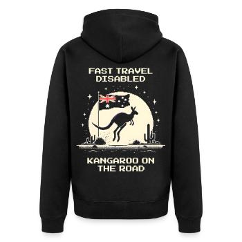 Kangaroo on the way in retro design - Unisex Premium Organic Zip Hoodie - black - Back - Nico (187cm)