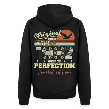 1982 Octobre 1982 anniversaire octobre 1982 - Veste à capuche bio Premium Unisexe - noir - Dos - Nico (187cm)