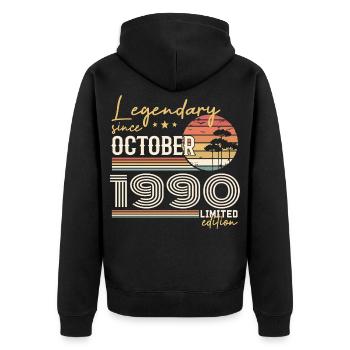 October 1990 Gift - Awesome Since October 1990 - Unisex Premium Organic Zip Hoodie - black - Back - Nico (187cm)