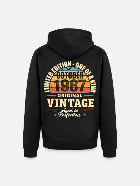 Retro October 1987 - birthday october 1987 - Unisex Premium Organic Zip Hoodie - black