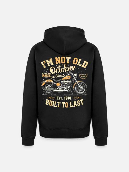 Birthday October 1974 Anniversary October 1974 - Unisex Premium Organic Zip Hoodie - black