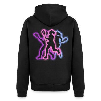 Typographie des joueurs de crosse - Crosse féminine - Veste à capuche bio Premium Unisexe - noir - Dos - Nico (187cm)