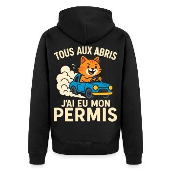 Driver Gift Driver's License - Unisex Premium Organic Zip Hoodie - black - Back - Nico (187cm)