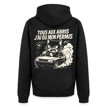 Driver Gift Driver's License - Unisex Premium Organic Zip Hoodie - black - Back - Nico (187cm)
