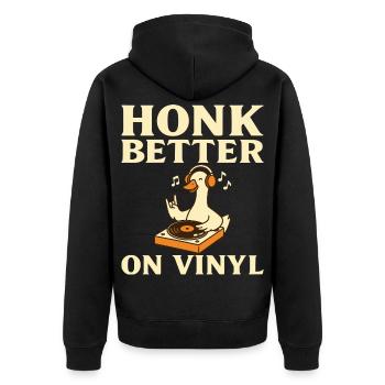 vinyle, collectionneur de vinyles, disquaire, amat - Veste à capuche bio Premium Unisexe - noir - Dos - Nico (187cm)