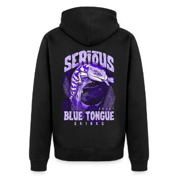 Ernsthaft über Blauzungenskinke Reptilienhalter - Unisex Premium Bio Zip Hoodie - Schwarz - Hinten - Nico (187cm)