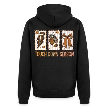 Football Touchdown Season American Football - Unisex Premium Bio Zip Hoodie - Schwarz - Hinten - Nico (187cm)