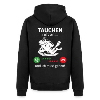 Diving is calling… and I have to go - Unisex Premium Organic Zip Hoodie - black - Back - Nico (187cm)