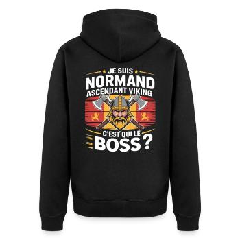 Wikinger Norman Aszendent T-Shirt - Unisex Premium Bio Zip Hoodie - Schwarz - Hinten - Nico (187cm)