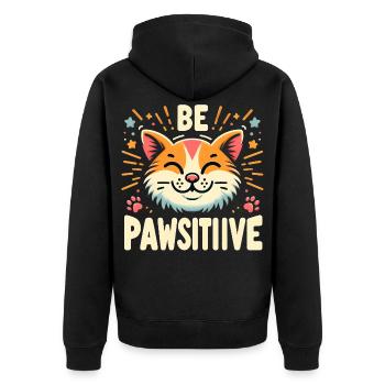 Be pawsitive cute cat - Unisex Premium Organic Zip Hoodie - black - Back - Nico (187cm)