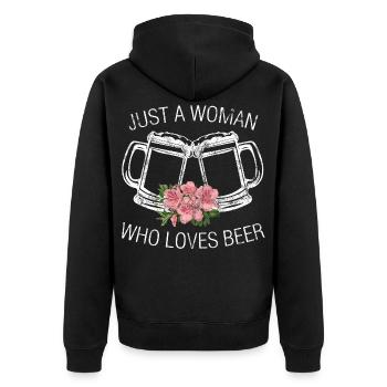 Juste une femme qui aime la bière - Veste à capuche bio Premium Unisexe - noir - Dos - Nico (187cm)