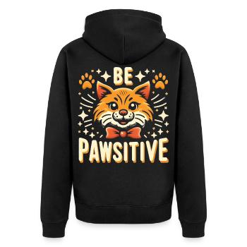 Be pawsitive cute cat - Unisex Premium Organic Zip Hoodie - black - Back - Nico (187cm)