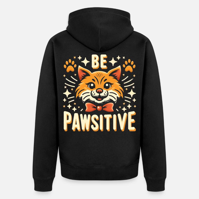 Be pawsitive süße Katze - Unisex Premium Bio Zip Hoodie - Schwarz