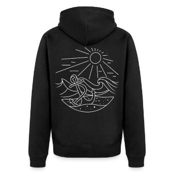 Anchor - Unisex Premium Organic Zip Hoodie - black - Back - Nico (187cm)