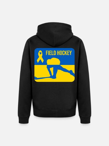 Ukraine Feldhockey Solidarität - Unisex Premium Bio Zip Hoodie - Schwarz