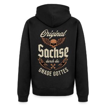 Saxony by the grace of God Saxony - Unisex Premium Organic Zip Hoodie - black - Back - Nico (187cm)