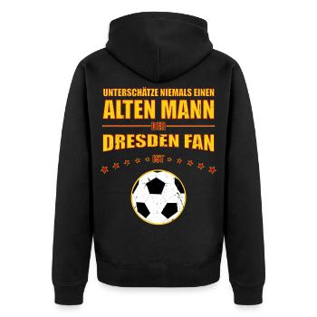 Old Man - Dresden Football Fan | Retro Vintage - Unisex Premium Organic Zip Hoodie - black - Back - Nico (187cm)