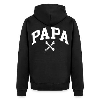 Dad with wrench - Unisex Premium Organic Zip Hoodie - black - Back - Nico (187cm)
