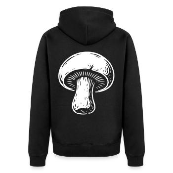 Champignon Pilzsammler - Pilze - Spruch - Unisex Premium Bio Zip Hoodie - Schwarz - Hinten - Nico (187cm)