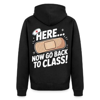 Motif de chapeau d'école humoristique pour la rentrée scolaire - Veste à capuche bio Premium Unisexe - noir - Dos - Nico (187cm)
