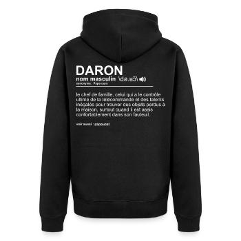 Papa Héros Du Quotidien Idée Cadeau Fête des pères - Veste à capuche bio Premium Unisexe - noir - Dos - Nico (187cm)