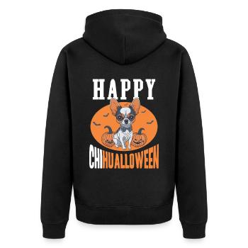 Happy Chihuahualloween Halloween Geschenkidee - Unisex Premium Bio Zip Hoodie - Schwarz - Hinten - Nico (187cm)